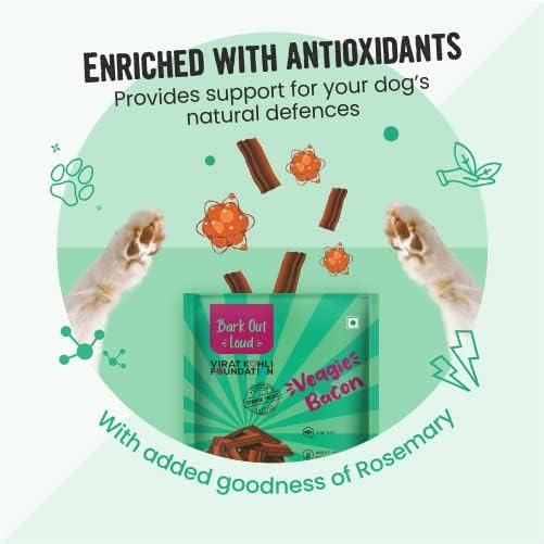 Bark Out Loud by Vivaldis - Veggie Bacon - Veg/Vegan Spanish Treats| Low Fat, High Protein Treats | with Antioxidants for Dogs 100g