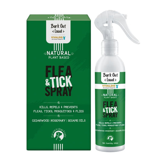 Bark Out Loud by Vivaldis - Natural Tick & Flea Spray for Dogs and Cats, Gentle on Skin, ensures Healthy Coat in Dogs & Cats 200ml