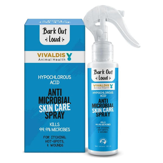 Bark Out Loud by Vivaldis Antimicrobial Skin Spray | for Itching, Hot Spots, Allergies & Wounds | Kills 99.9% Microbes in Dogs & Cats 100 ml, 1 Piece