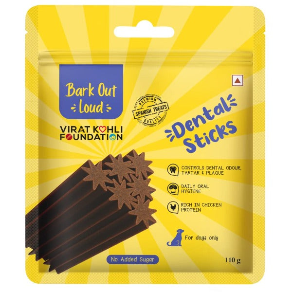 Bark Out Loud by Vivaldis - Dental Sticks Sugar Free Adult Dog Treats Controls Plaque Tartar & Odourfor Dog Oral Care Chicken Dog Treats 110 GMS