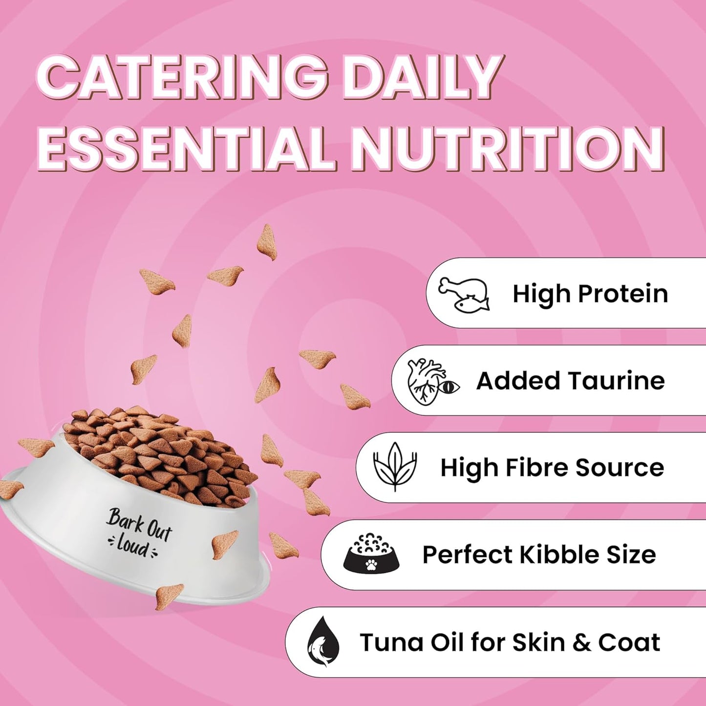 Essentials by Bark Out Loud - Dry Kitten Food, Tailored Nutrition for Kittens, Fish & Chicken Kibbles with Added Taurine (2kg)