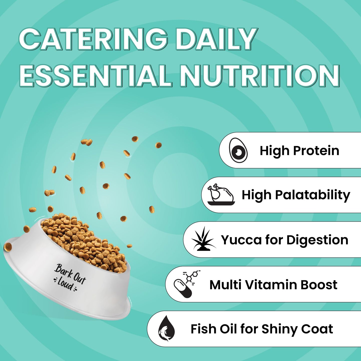 BARK OUT LOUD ESSENTIALS , Vivaldis - Adult Dry Dog Food, Tailored Nutrition for Medium Large Breeds, Chicken & Egg, Kibbles with Prebiotics, Fish Oil for Immunity (3kg)