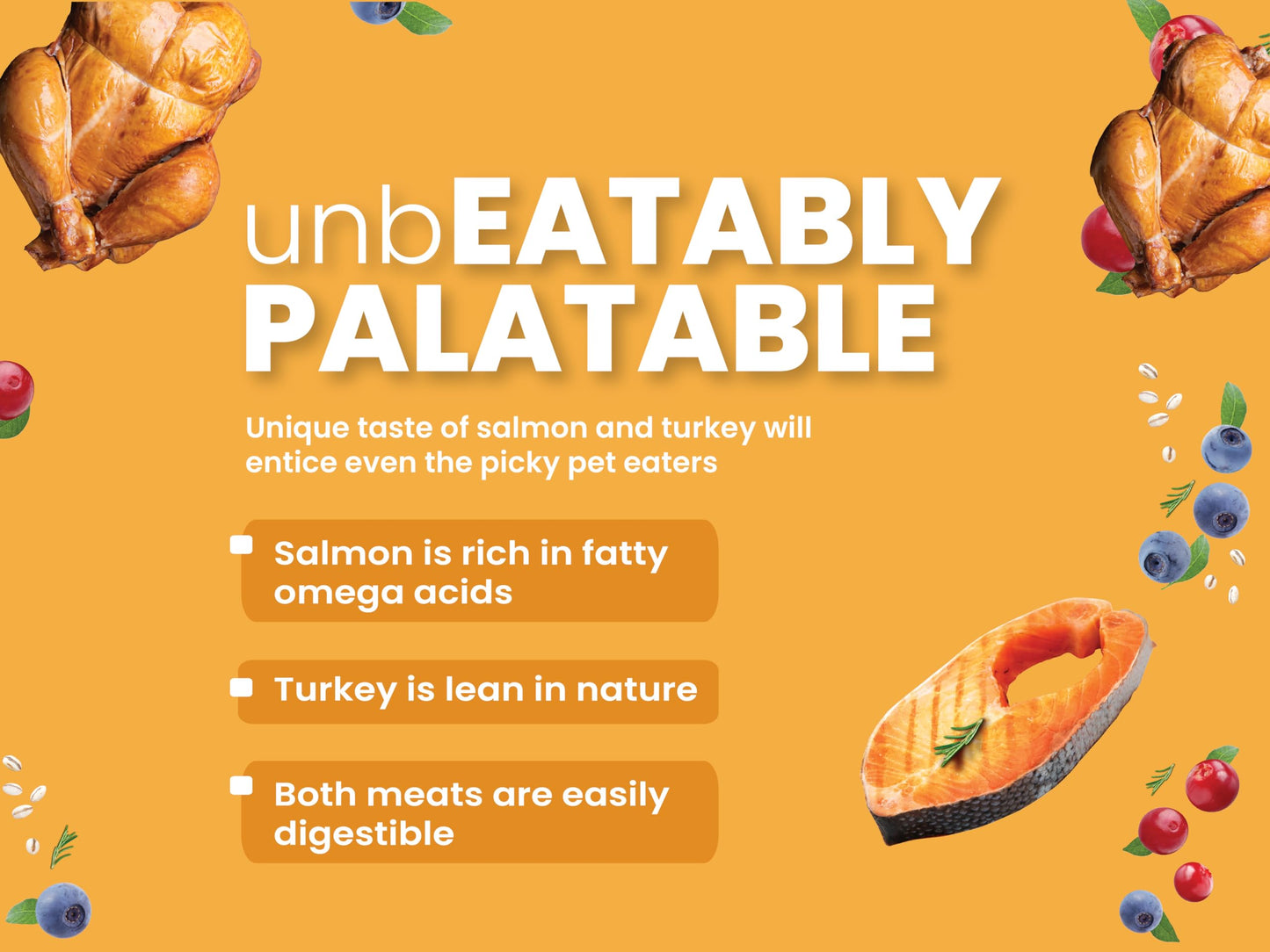 Bark Out Loud by Vivaldis - Salmon & Turkey, Adult Dry Dog Food, Low Grain, Hypoallergenic, Rich in Novel Protein and Prebiotics, Fresh Salmon, Super Herbs, All 9kg Breeds & Above (2kg Pack)