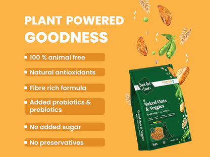 BARK OUT LOUD By Vivaldis-Naked Oats & Veggies, Veg Dry Adult Dog Food For All Breeds 9Kgs+, Rich In Plant Protein, Prebiotics & Probiotics, Vitamins & Fibre, 2Kg