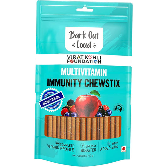 Bark Out Loud by Vivaldis - Fresh Chicken Immunity Chewstix Treats with Omega & Zinc for Overall Health & Vitality Stick for Dogs & Cats of All Life Stages Pack of 1 X 100 gm
