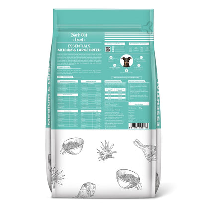 BARK OUT LOUD ESSENTIALS , Vivaldis - Adult Dry Dog Food, Tailored Nutrition for Medium Large Breeds, Chicken & Egg, Kibbles with Prebiotics, Fish Oil for Immunity (3kg)