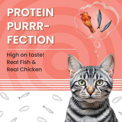 BARK OUT LOUD - Essentials Adult Dry Cat Food, Tailored Nutrition with Fish &Chicken, Kibbles Prebiotics, Hairball Control, Tuna Oil (2kg)