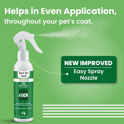 Bark Out Loud by Vivaldis - Natural Tick & Flea Spray for Dogs and Cats, Gentle on Skin, ensures Healthy Coat in Dogs & Cats 200ml