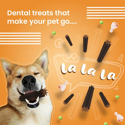 Bark Out Loud by Vivaldis - Dental Sticks Sugar Free Adult Dog Treats Controls Plaque Tartar & Odourfor Dog Oral Care Chicken Dog Treats 110 GMS