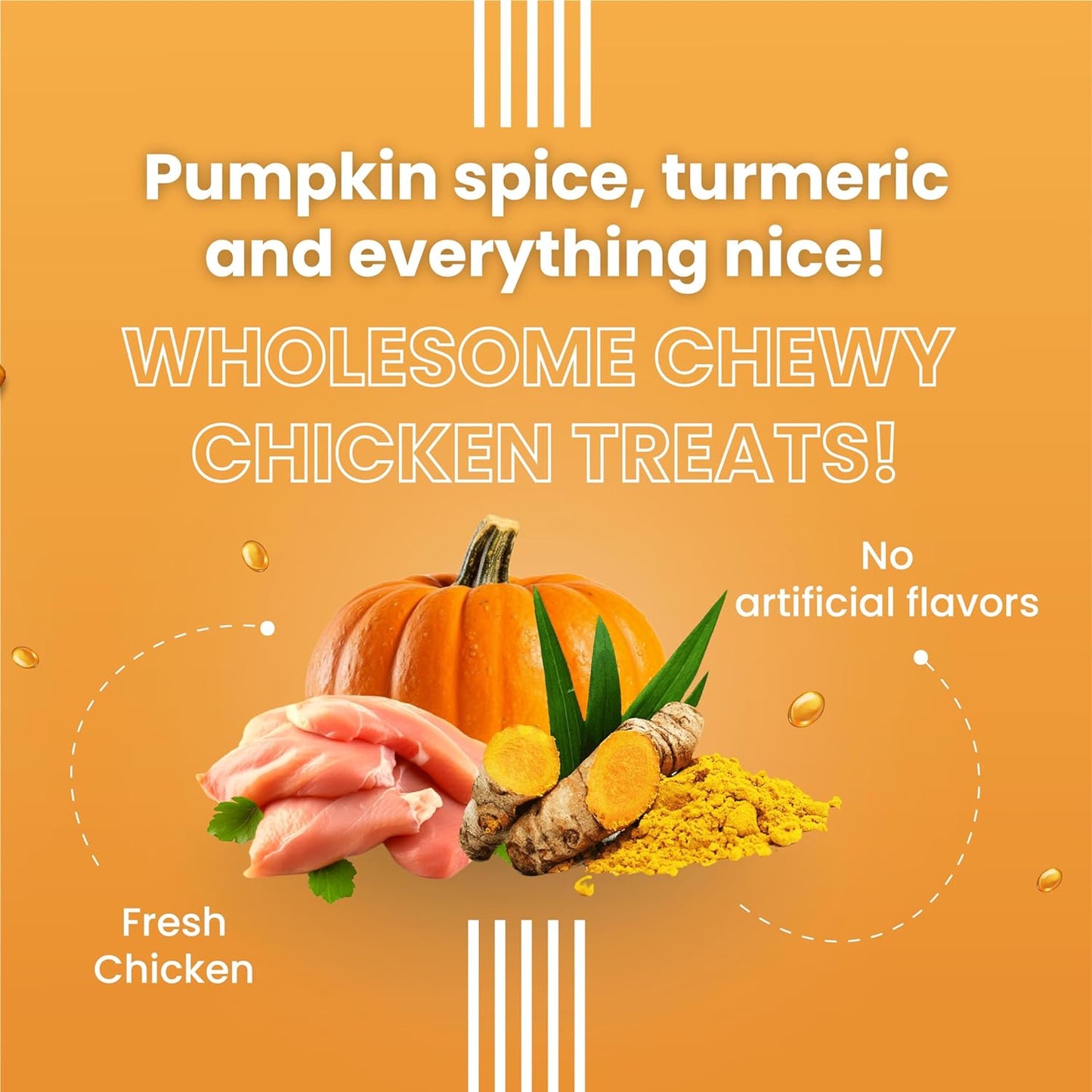 Bark out Loud by Vivaldis Glow & Shine Turmeric Chewstix - Fresh Chicken Stick Treats with Pumpkin & Grape Seed Extract for Shiny Skin & Coat- Dogs & Cats of All Life Stages 100g