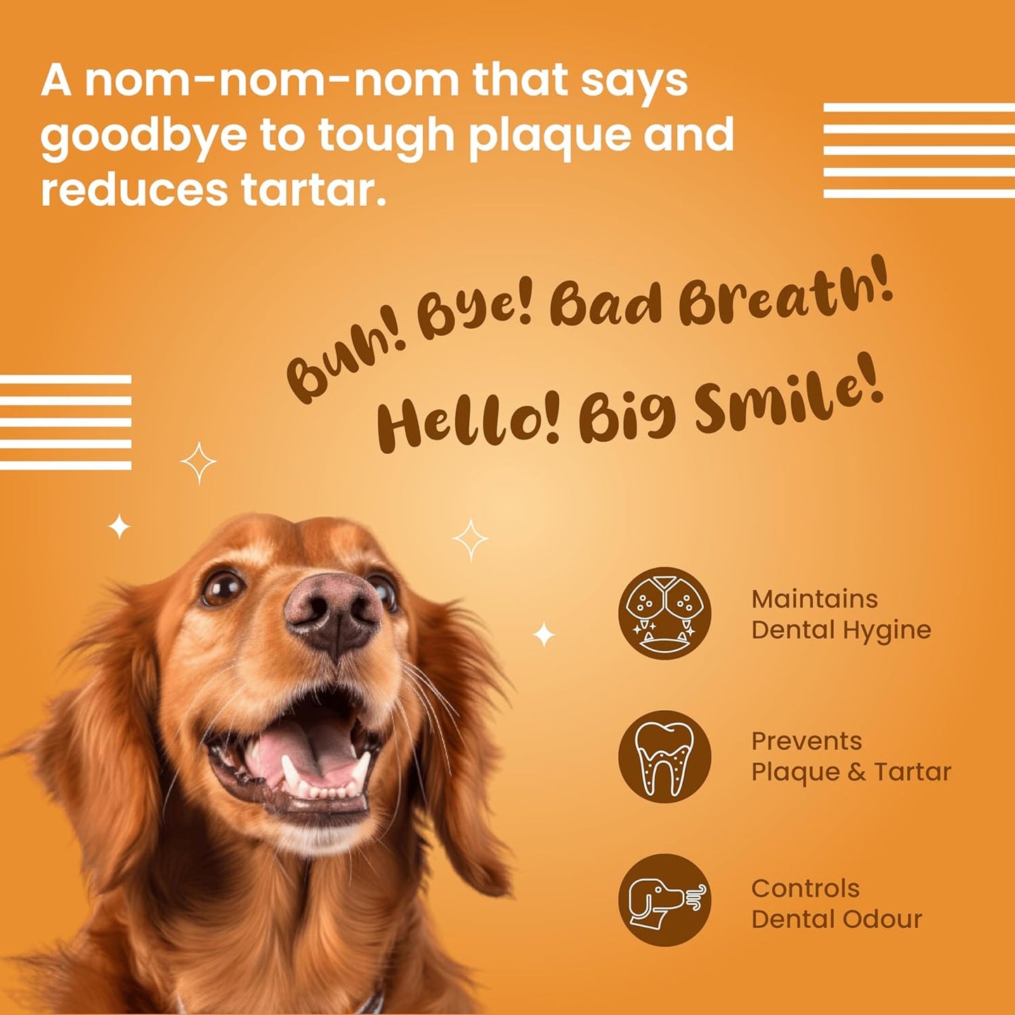 Bark Out Loud by Vivaldis - Dental Sticks Sugar Free Adult Dog Treats Controls Plaque Tartar & Odourfor Dog Oral Care Chicken Dog Treats 110 GMS