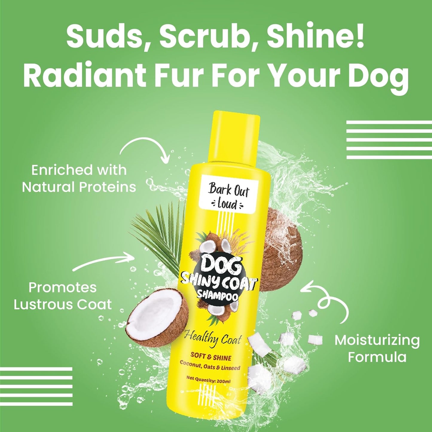 Bark Out Loud by Vivaldis - Shiny Coat Dog Shampoo for Radiant Fur (200ml)